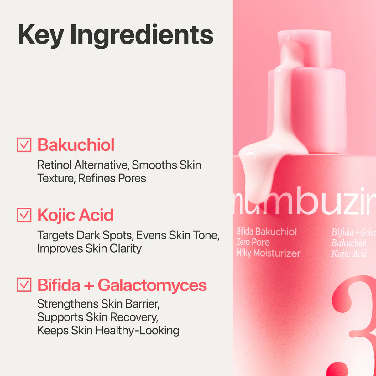 numbuzin No.3 Bifida Bakuchiol Zero Pore Milky Moisturizer