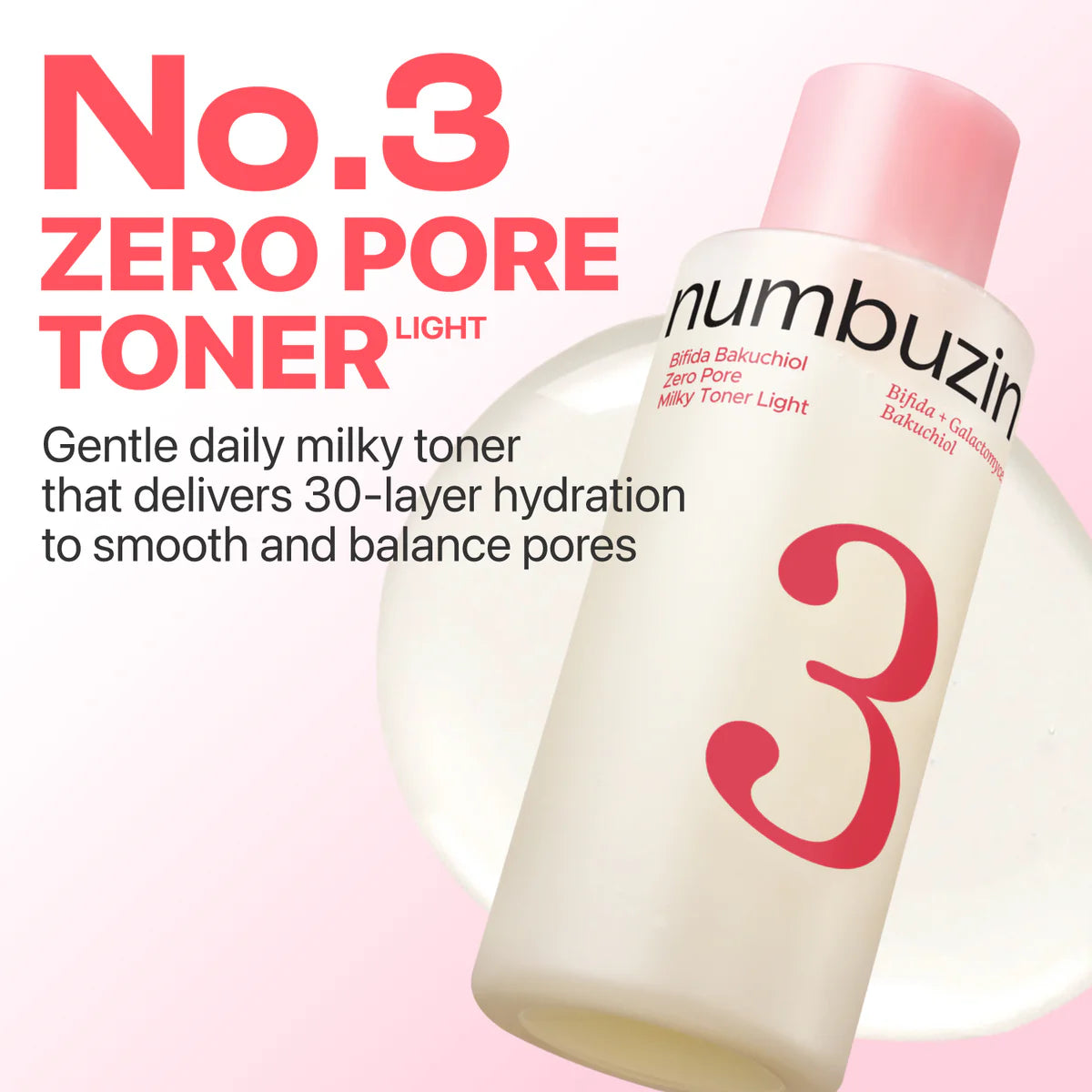 numbuzin No.3 Bifida Bakuchiol Zero Pore Milky Toner Light